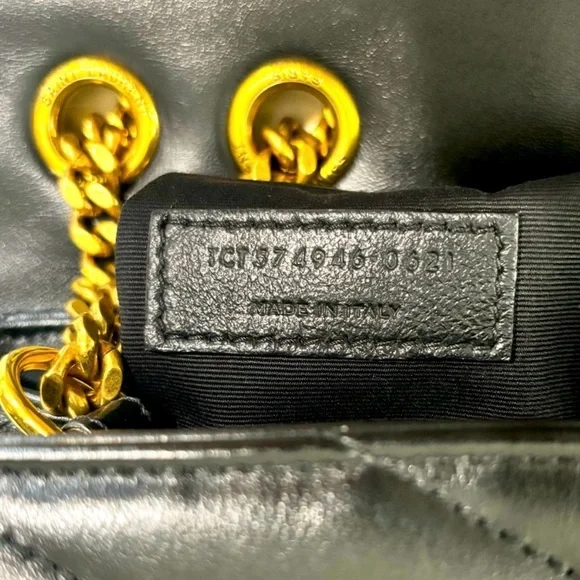 YSL Saint Lauren Loulou Medium Quilted Chevron Bag Black/Gold - Picture 12 of 17